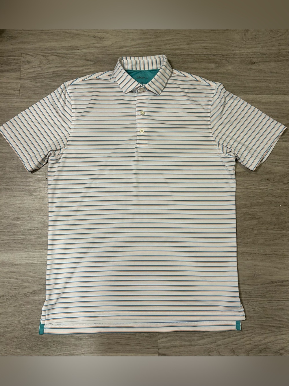 Johnnie-O White Striped Short-Sleeve Polo